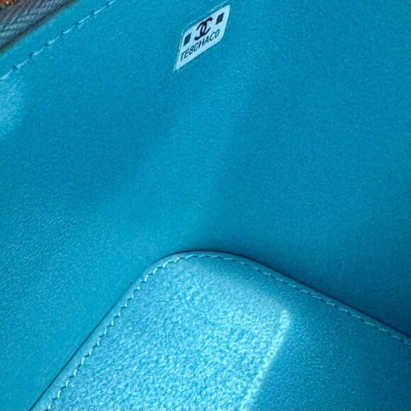 Chanel Logo Studded Top Handle Vanity Case/Bag Tiffany Blue - Picture 9 of 9